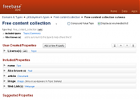 Screenshot of Freebase personal type definition, 'free content collection'